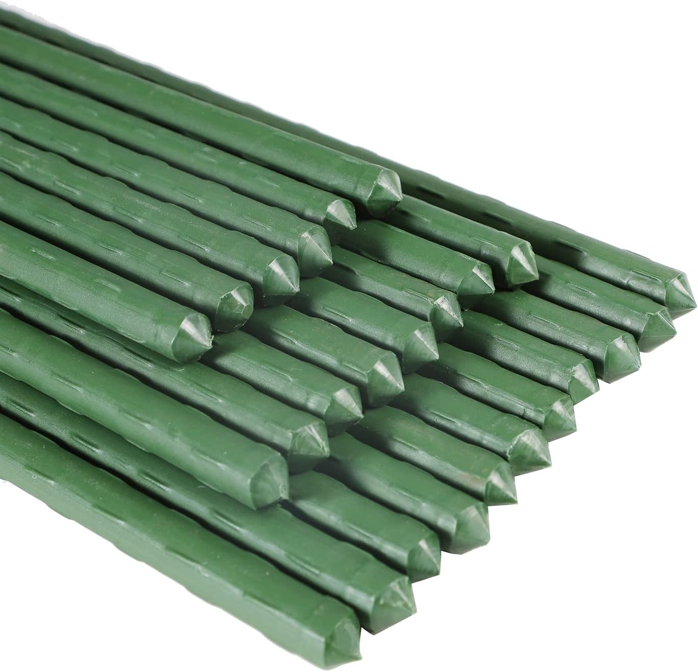 Garmeinea Garden Stakes 30 Inches Plastic Coated Steel Plant Stakes for Growing Climbing Plants, Pack of 25