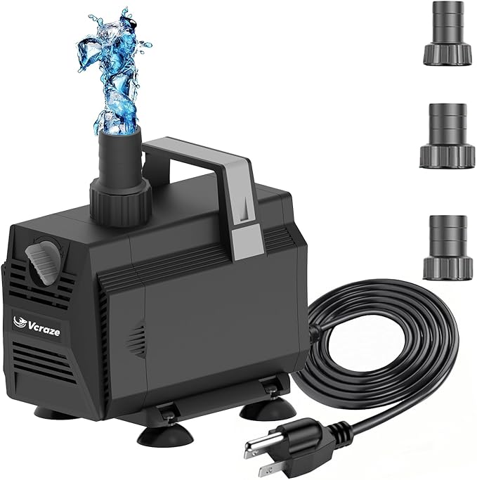 Submersible Water Pump 1200GPH/70W Fountain Pumps with Flow Control, Pond Pump Submersible Outdoor with 10ft 3-Core Power cable for Hydroponics, Aquarium, Waterfall, Statuary, Water feature