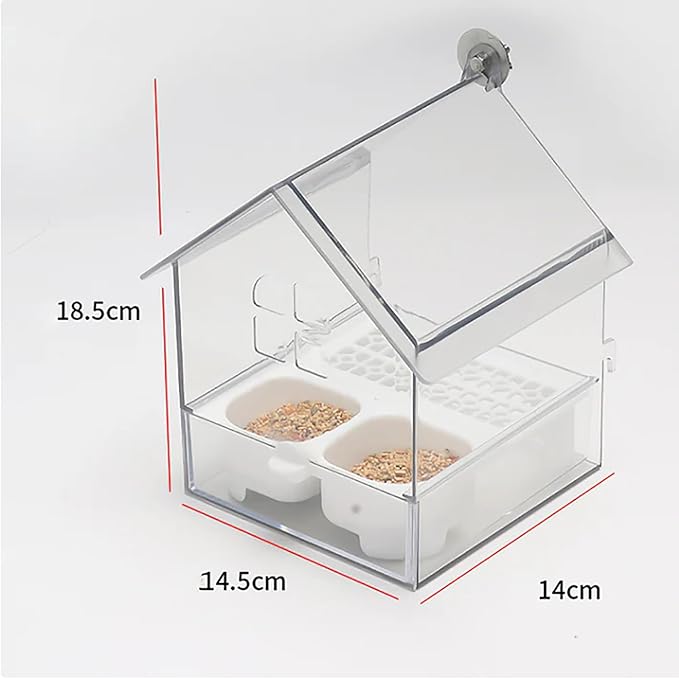 Ziveseller/Sowhathow Pull-Out External Parrot Feeder, Parrot Feeder Parakeet House Bird Bath Transparent Dish Water, Hanging Wild Bird Seed with Squirrel Proof Tray (Green*2)