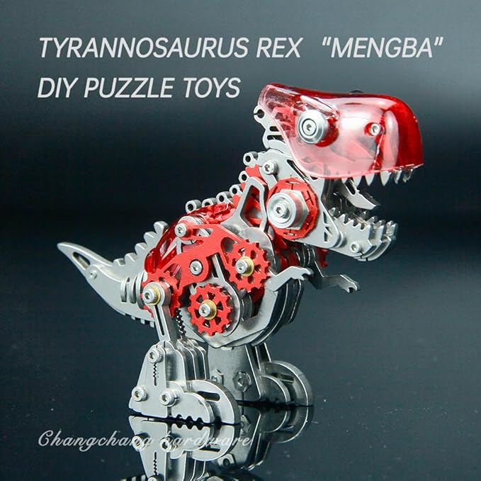 3D Metal Puzzles for Adults,3D Metal Model Kits Mechanical Dinosaur Model Tyrannosaurus Rex,Steel 3D Puzzles Stainless Steel Ornaments for Adults Home Decor Art Craft Gifts Toys.