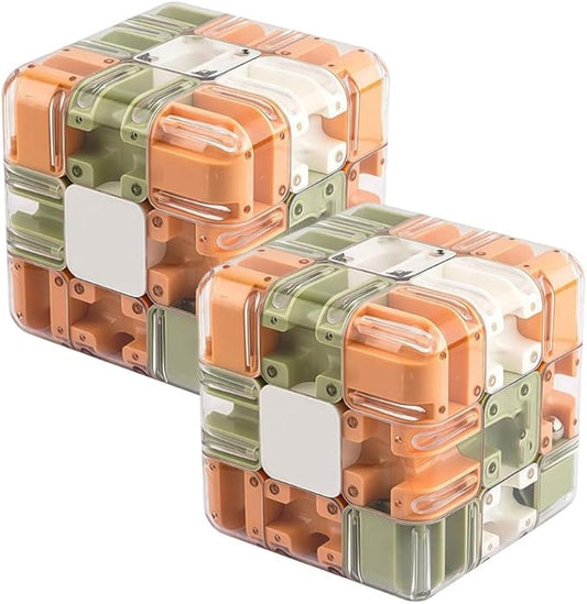 Large Labyrinth 3D Puzzle Maze Cube - Engaging Brain Teaser Toy, High Difficulty Puzzle, 3D Magic Cube Maze Ball Puzzles - Spatial Awareness Brain Training Toy ﻿(2PCS)