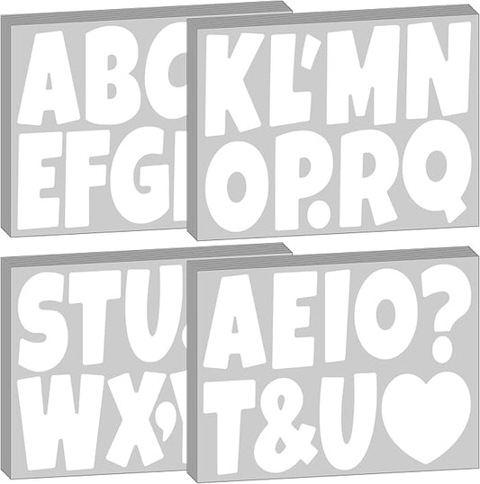 Bemeol Letter Stickers 378 Pcs Bulletin Board Letters for Classroom 4 Inch Alphabet Cutout Letters for Poster Board Display Home Classroom School Decor(White)