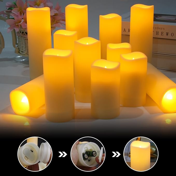 Metaku Flameless Flickering LED Candles - 24 Pack Ivory with Remote & Timer for Decoration