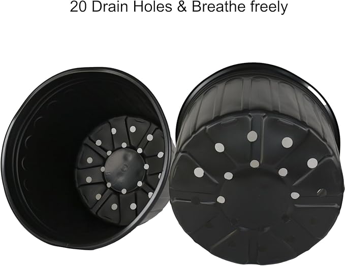 12-Pack 5 Gallon Flexible Plastic Plant Pots,Thickened Soft Seed Starting Container for Indoor Outdoor Plants, Seedlings, Vegetables, Succulents and Cuttings