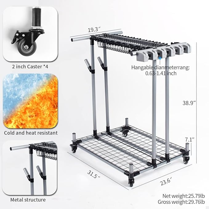 Heavy duty garden tool organizer garage storage holder storage large long farming tools lawn tool metal rack shovel and rake organizer