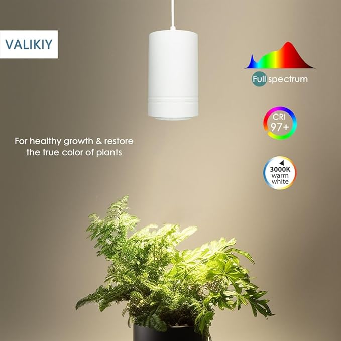 Hanging Grow Light 40W Large, Full Spectrum Warm White Color Plant Lamp, 120V Plug-in with Timer, 15FT Fabric Power Cord, Decorative Pendant Plant Light for Indoor Plants, Flowers …