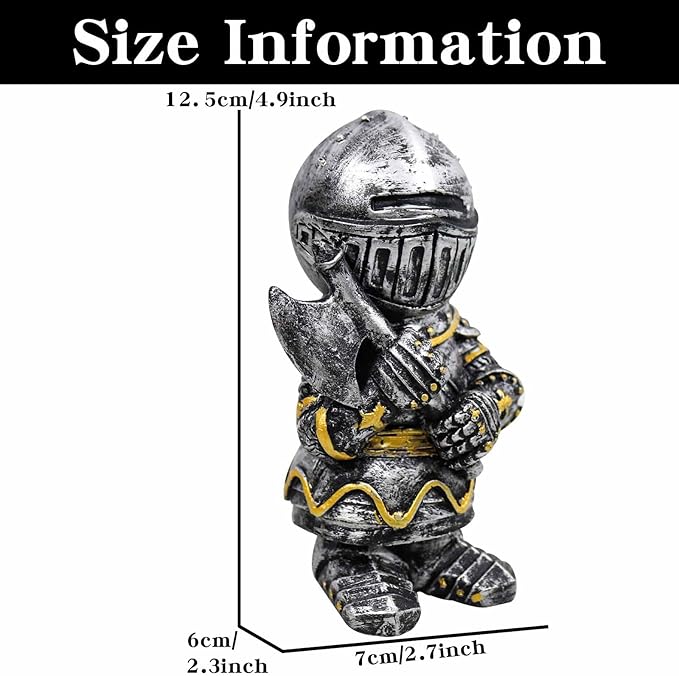 nezababy Knight Gnomes Guard Garden Statue Decoration Medieval Wee Crusader Battle Swordsman Fighting Outdoor Figurines Lawn Decor Resin (D)