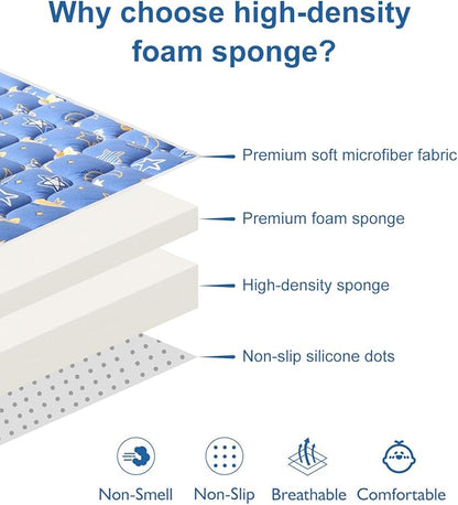 Odorless Premium Foam Baby Play Mat, Soft Microfiber Fabric Crawling Mat for Floor- Comfortable and Hypoallergenic, Non-Slip Cushioned Floor Playpen mat for Infants,Babies,Toddlers