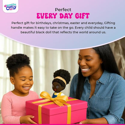 (Binta) Black Plush Doll – 14″ Soft African American Plush Rag Doll for Girls 3+ – Washable, Removable Lab Coat & Goggles – Inspires Confidence, STEM Learning & Representation – Gift Toy for Kids