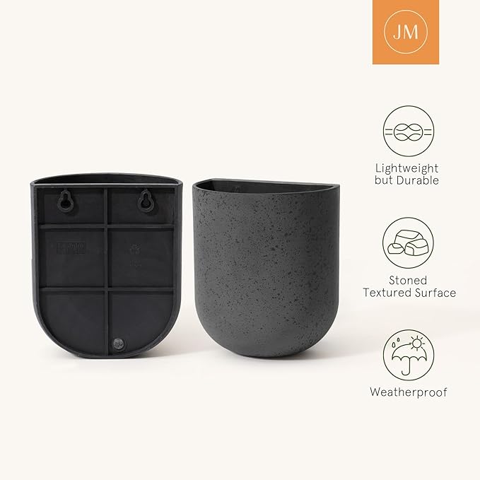 La Jolie Maison Wall Hanging Planters for Indoor Plants，Hanging Flower Pots for Air Plants Succulent, Set of 2, 6 Inch, Concrete Gray