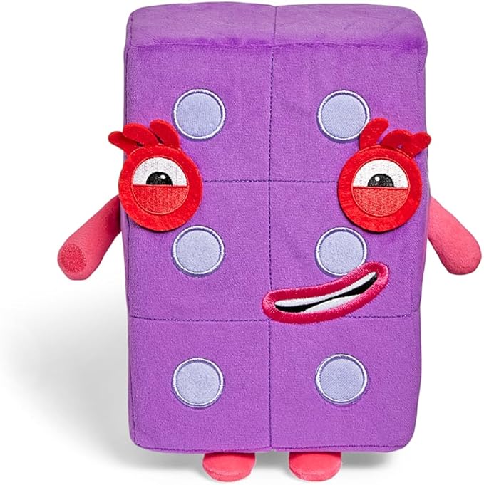hand2mind Numberblock Six Playful Pal, Plush Figure Toys, Numbers for Toddlers, Preschool Math Learning Toys, Stuffed Animal Plushies, Counting Blocks, Soft Stuffies, Kids Birthday Gifts