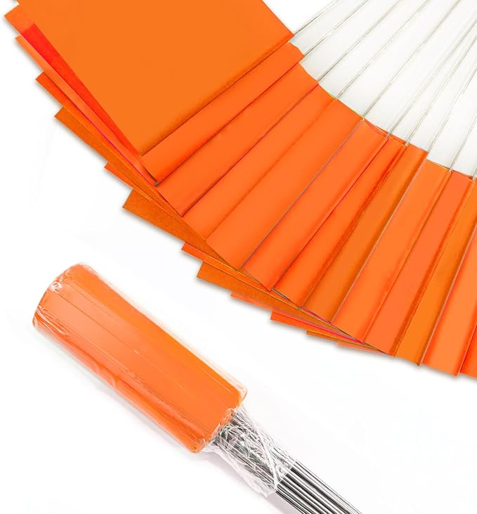 Zozen 50Pack Fluorescent Orange Marking Flags, Writable/15x4x5 Inch, Yard Flags for Lawn & Irrigation & Landscape & Sprinkler & Survey & Dog Training.