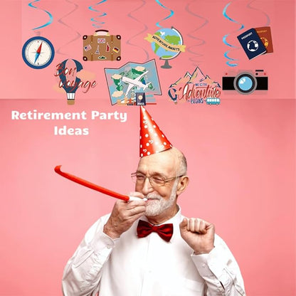 30PCS Travel Themed Hanging Swirl Party Decorations, Adventure Awaits Bon Voyage Signs Party Supplies for Birthday Party Retirement Party Farewell or Wedding Bachelorette Baby Shower Classroom Decor