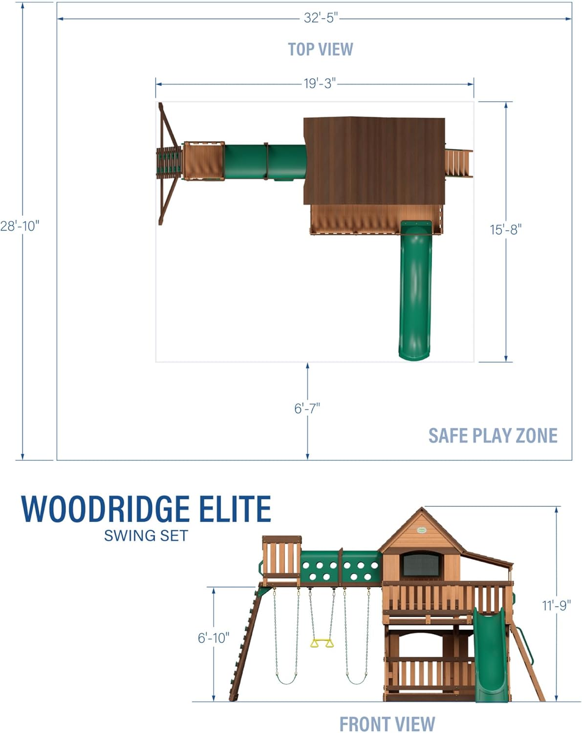 Backyard Discovery Woodridge Elite Cedar Wood Swing Set with Wave Slide, Clubhouse, Crawl Tunnel, Crow's Nest, Belt Swings, Trapeze, Rock Wall Ladder, Sandbox, Wrap-Around Porch, Deck, Outdoor Playset