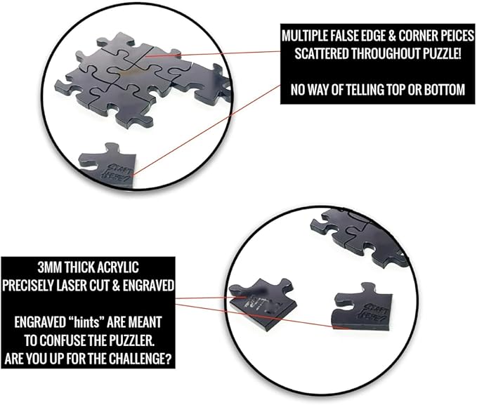 The Clearly Impossible Puzzle ® 100, 200, 500, 1000 Pieces Hard Puzzle for Adults Cool Funny Difficult Puzzles Clear Hardest - (200 Piece WTF Edition)