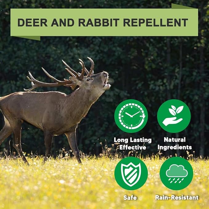 Deer Repellent, Rabbit Repellent Outdoor, Deer Deterrent for Plants, Keep Rabbits Out of Backyard, Deer and Rabbit Repellant, Deer Repellant Balls for Flowers Shrubs & Trees-8 Packs