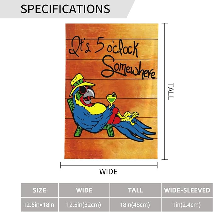 It's 5 O'Clock Somewhere Garden Flag 12x18 Inch Outdoor Decoration Banner Spring Summer Tropical Beach House Flags Yard Farmhouse Garden Deco Indoor Sign, Colour 1
