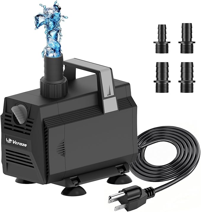 Submersible Water Pump 880GPH/45W Fountain Pumps with Flow Control, Pond Pump Submersible Outdoor with 10ft 3-Core Power cable for Hydroponics, Aquarium, Waterfall, Statuary, Water feature
