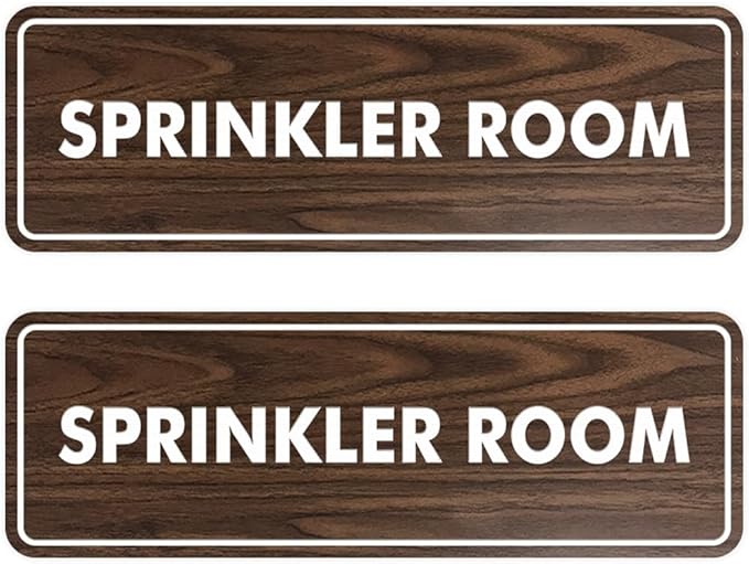 Signs ByLITA Standard Sprinkler Room Sign (Walnut) - Medium 2 Pack