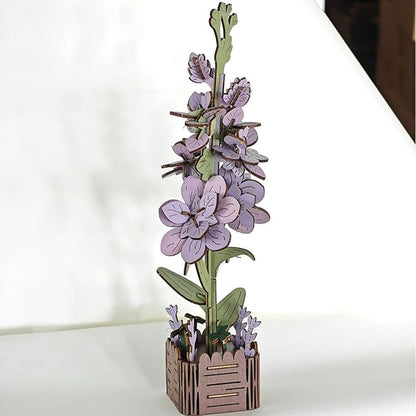 3D Wooden Puzzles for Kids DIY Wooden Flower Building Block Set Craft for Children Adults to Build Valentine's Day/Mother's Day/Teacher's Day/Birthday Gifts (Violet)