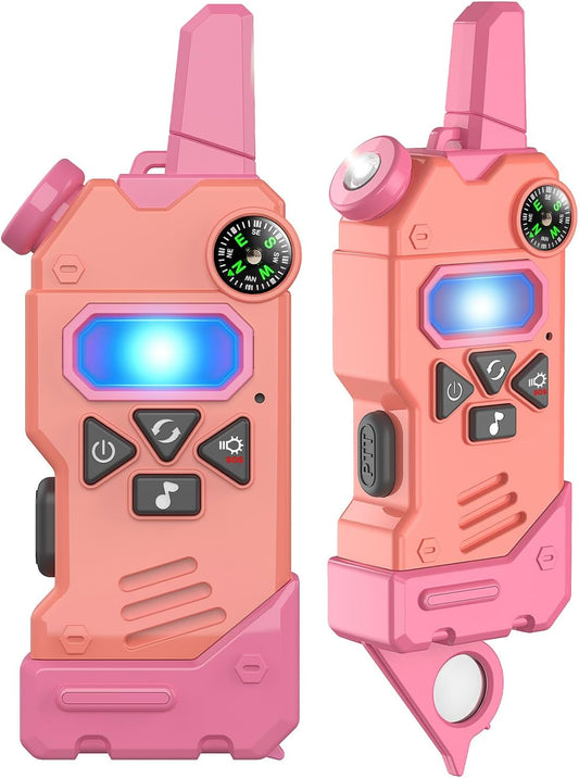 Walkie Talkies for Kids,5 Colourful Channels 2 Way Radio,Compass Flashlight and Magnifying Glass,3 Miles Long Range for Adventure Game,Outside, Camping, Hiking,Toys for 3-12 Year Old Boys Girls