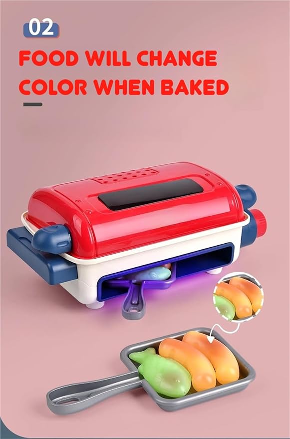 Magic Meals Sensory Kitchen, Kitchen Playset, Food Play Cooking Set, with Smoke, Sound Light, Indoor/Outdoor Cooking Role Plays Grills (Blue)