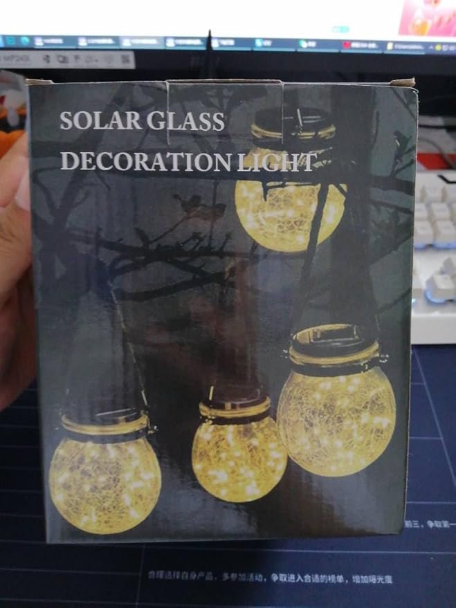 Hanging Outdoor Solar Lights, 30LED Cracked Glass Ball Decorative Lights,Solar Powered Waterproof Landscape with Handle for Tree Yard Garden Patio Fence Holiday Decor(Multicolor)