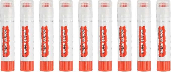 PATIKIL Tempera Paint Sticks, 9 Pcs Solid Tempera Paints Sticks Washable Bulk Markers Pen Quick Drying for Artists Beginners Art Supplies, Orange Red