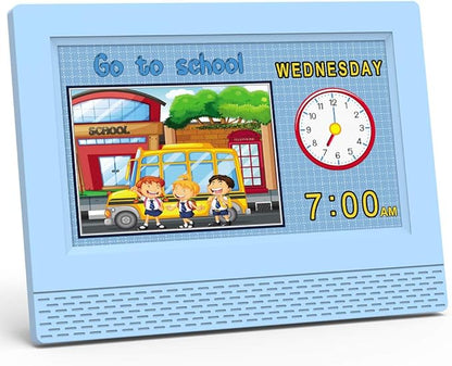 Kids Digital Alarm Clock Colorful, 7" Large LED Time Display Children's Sleep Trainer, Eye-Caring Digital Clock for Girls Boys Bedrooms Bedside, 17 Alarm Clock Settings Easy to Use Kids Birthday Gift