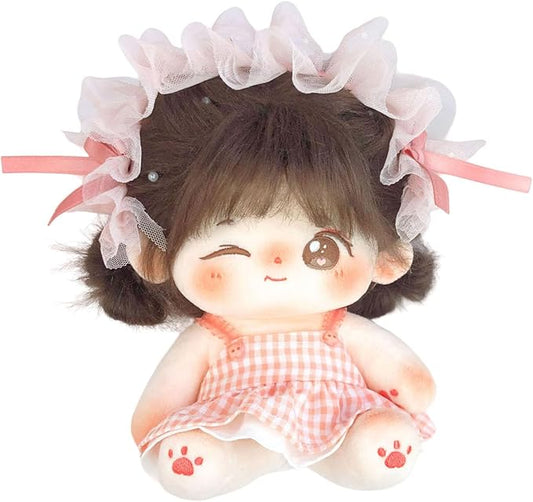 CALEMBOU Plush Doll, 20cm Cute Cotton Dolls with Skeleton, Anime Plushies Soft Stuffed Dress Up Doll, Kawaii Plush Toys Rag Dolls with Clothes Birthday Gift for Girls (Doll&Clothes-Winkii)