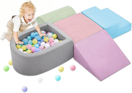 Climbing Toys for Toddlers, Foam Climbing Blocks and Ball Pit for Baby, 5-Piece Soft Toddlers Climbing Toys,Climbing Crawling Toy Soft Foam Blocks Activity Play Set(Balls not Included)