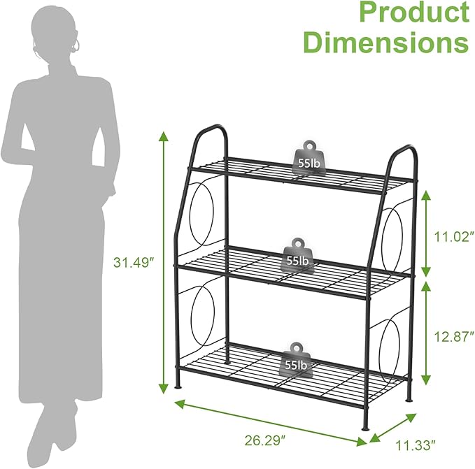 Plant Stand Indoor Outdoor, 3 Tier Metal Plant Stands, Plant Shelf for Living Room Balcony Garden