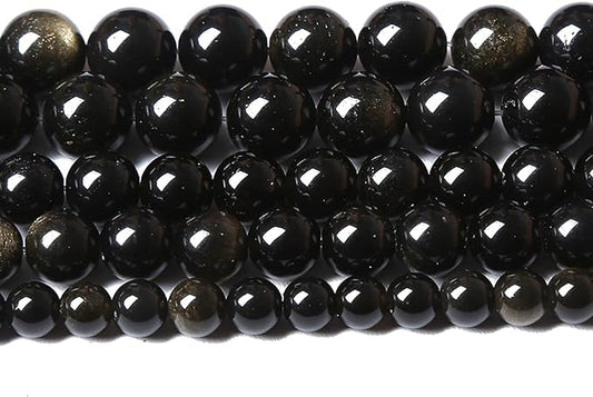 6MM 60PCS Natural Stone Golden Obsidian Loose Spacer Beads for Jewelry Making DIY Bracelet
