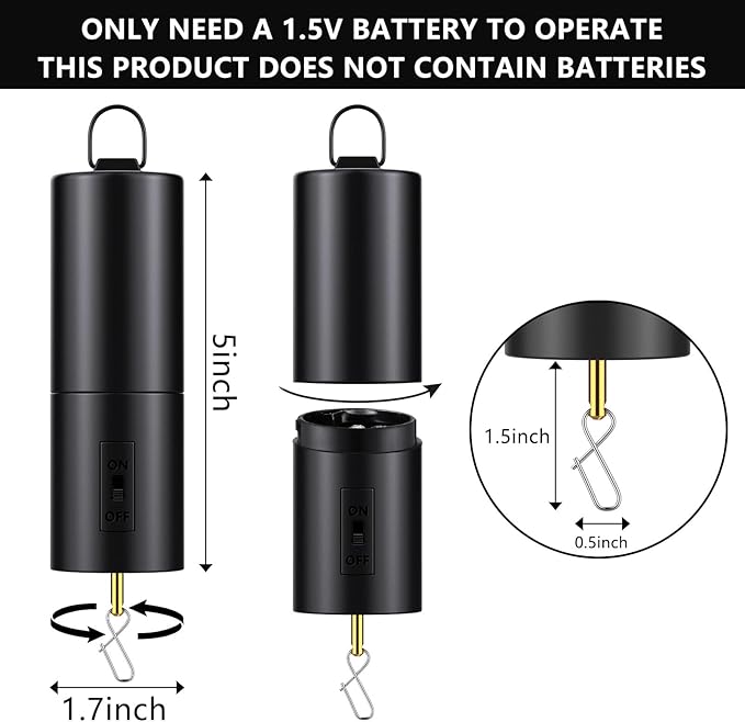 Therwen 6 Pcs Ornament Spinner Battery Operated Wind Spinner Motor Rotator Disco Ball Motor Outdoor Hanging Ornament for Halloween Mardi Gras Decoration, No Battery(Black)