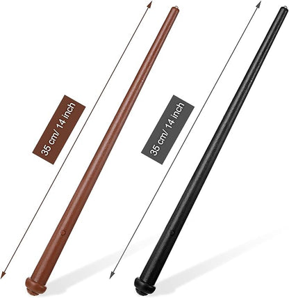 Sumind 4 Pieces Light up Wand Magic Light and Sound Wizard Wands, Illuminating Witch Wand, Costume Accessory for Halloween Cosplay Birthday Party Favors(Black, Dark Brown)