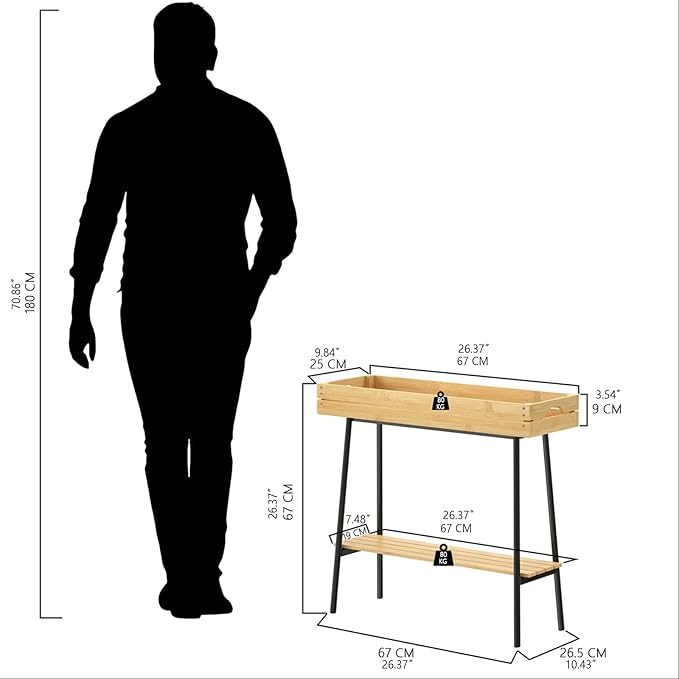 BAMBANG Bamboo Plant Stand Indoor, 2 Tier Wood Small Plant Table, Tall Plant Stand for Indoor Plants, Window Sill Plant Shelf, Flower Pot Holder Plant Bench Plant Rack for Living Room Balcony Outdoor