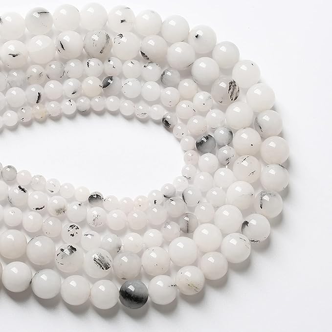 6MM 60PCS Natural Stone Ink Spots Jade Loose Beads for Jewelry Making DIY Bracelet Necklace
