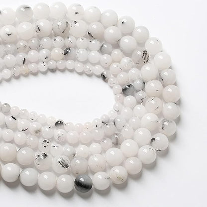 6MM 60PCS Natural Stone Ink Spots Jade Loose Beads for Jewelry Making DIY Bracelet Necklace