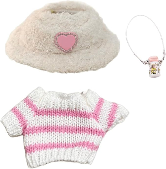 17cm Pink Doll Clothes Set, 6.7 Inches Cute Doll Clothes for Popular Dolls Accessories, Party Dress Up Clothes for Cartoon Doll(NO Doll)
