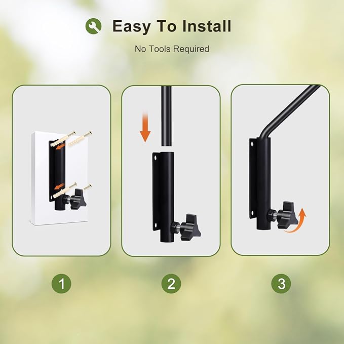 MIXXIDEA Deck Hook Outdoor Hanging Brackets：43 Inches Wall Mounted Hook Plants & Wind Chimes Risk-Free Lanterns Large Wind Chimes Lanterns