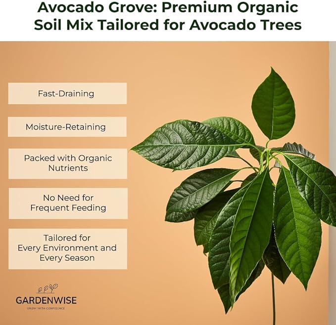 Avocado Tree Soil – Premium Organic Potting Mix for Avocado Trees | Tailored pH & Organic Nutrients | Fast-Draining & Moisture-Retaining | Indoor & Outdoor Use (2 QUARTS)