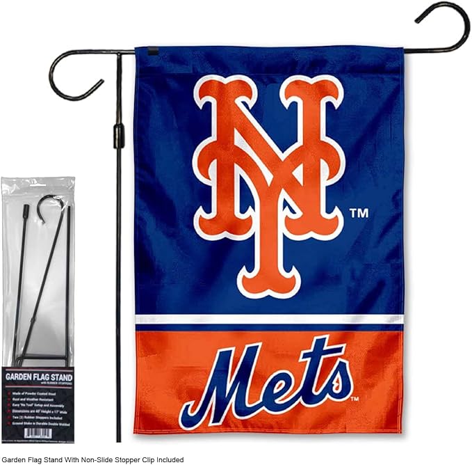 WinCraft Mets Garden Flag with Stand Holder Flagpole