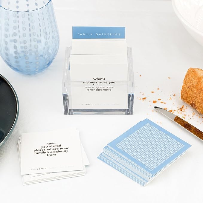 TableTopics Family Gathering Conversation Cards for Multi-Generational Get Togethers with 135 Questions to Use with Relatives at Reunions, Holidays, & Other Events
