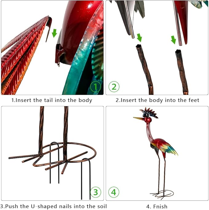 DREAMSOUL 30" Tall Wacky Metal Rooster Garden Statues, Funny Chicken Outdoor Statues Red Rooster Statue for Garden Patio Art Decor