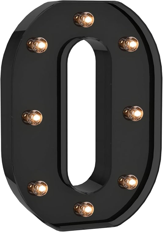 Foaky Black LED Letter Lights for Room Decor - Bedroom Wall Decor, Alphabet Lights for Home, Wedding, Party - Battery Operated （O）