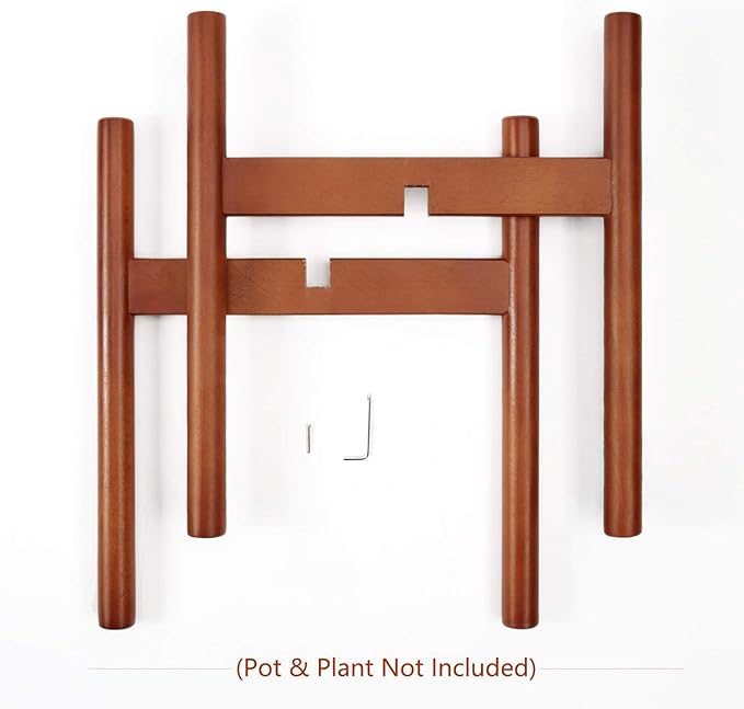 Mkono Plant Stand Mid Century Wood Flower Pot Holder (Plant Pot NOT Included) Modern Potted Stand Indoor Display Rack Rustic Decor, Up to 12 Inch Planter, Brown