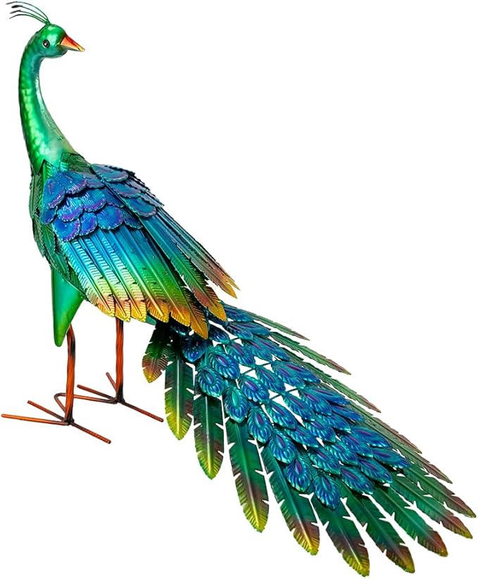 DREAMSOUL Garden Statues for Outside Metal Peacock Statue Peacock Garden Decor for Yard Art Decoration