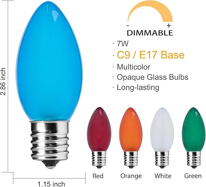 Vintage C9 Multicolor Christmas Lights Outdoor, 100 FT C9 String Lights for Christmas Decorations Holiday Party Indoor Room Outdoor Roofline Backyard Garden Patio Cafe Home Decoration, E17 Base