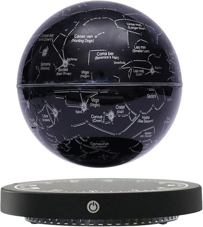 6" Magnetic Levitation Floating Globe Anti Gravity Rotating Constellation Ball with LED Light Display Globe for Children Educational Gift Home Office Desk Decor (Black-Clock)