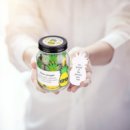60 PCS Positive Pineapple Cards Jar, Emotional Support Jar, Pineapple Affirmation Cards, Inspirational Gifts for Women, Cheer Up Gifts, Unique Positive Gift for Women, Teen Girl
